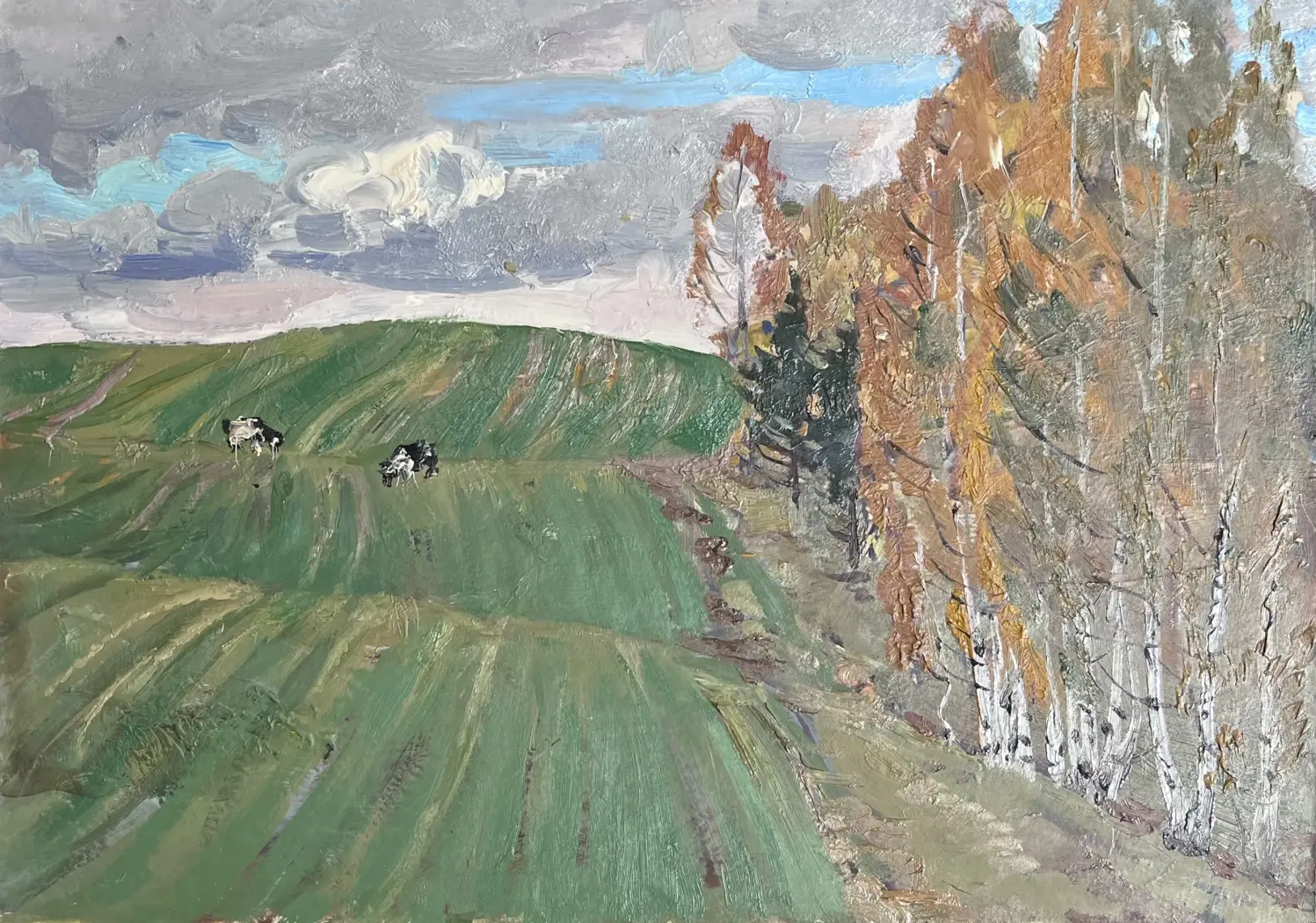 «Осень в поле», художник, купить картину, купить, работы, живопись, галерея ОПХ, аукцион, бидспирит, bidspirit