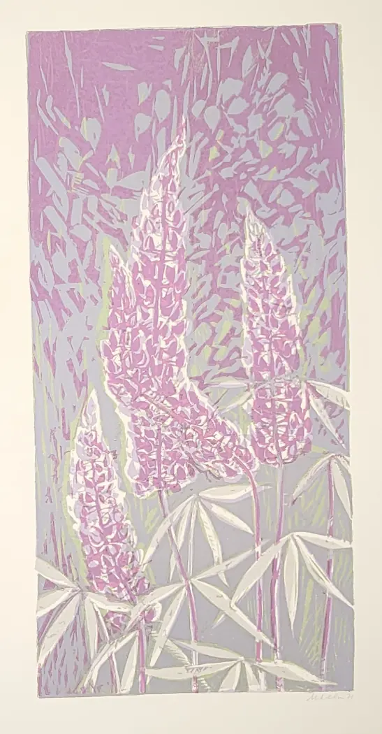 «Люпины», Левина М., художник, купить картину, купить, работы, графика, галерея ОПХ, аукцион