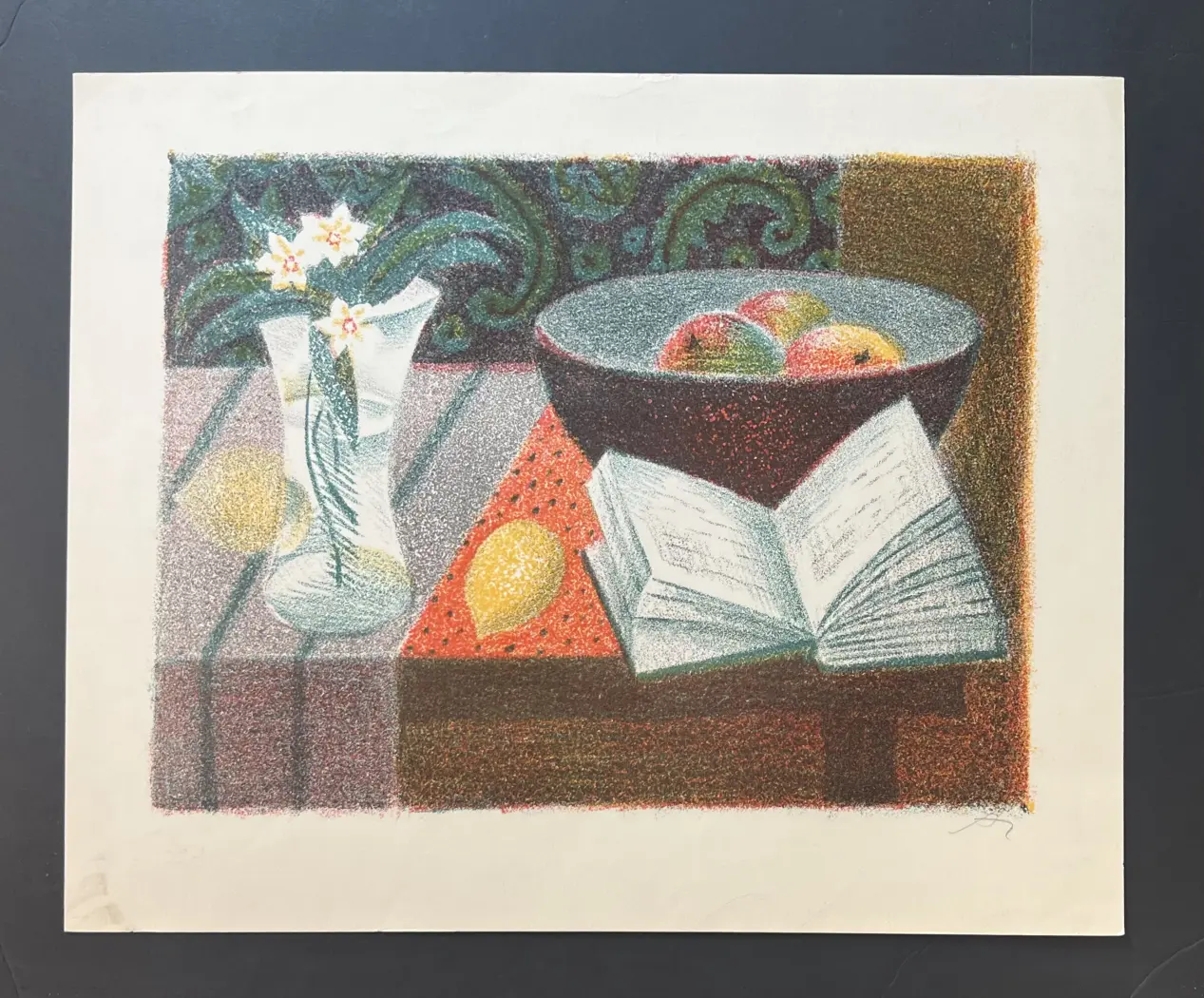 «Натюрморт с книгой», Агабеков Александр Суренович, художник, купить картину, купить, работы, графика, галерея ОПХ, аукцион