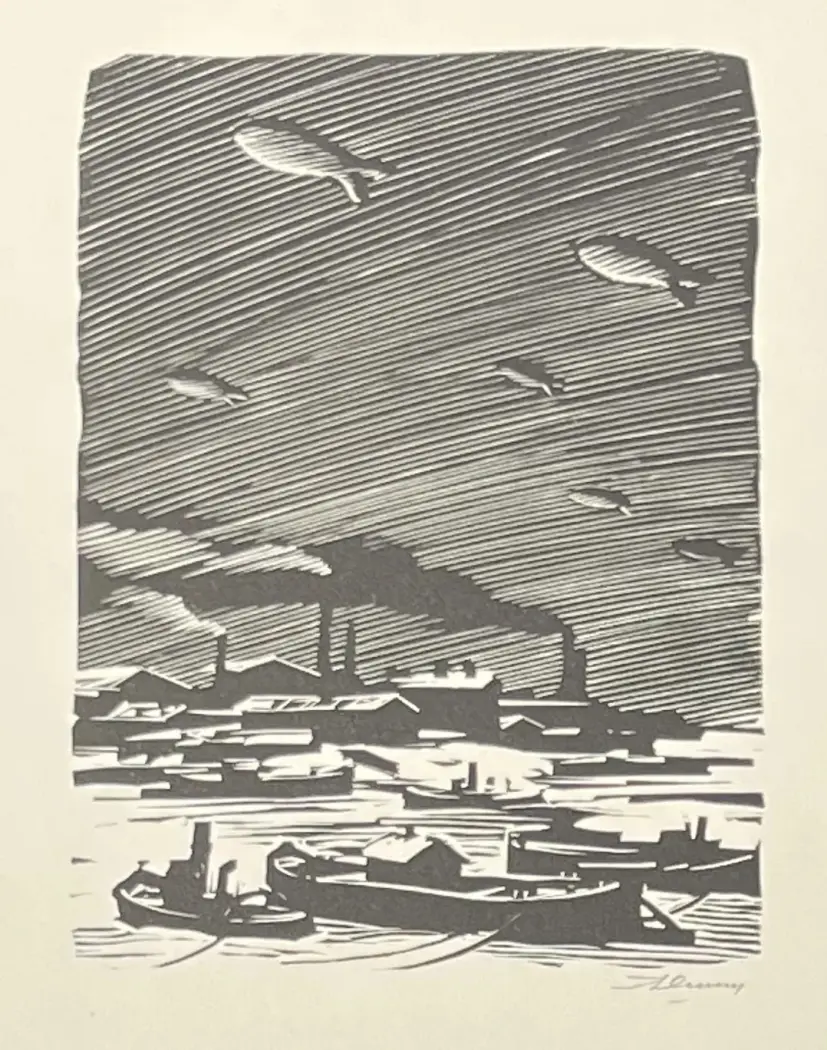 «Дирижабли», Ушин А.А., художник, купить картину, купить работу, графика, аукцион, галерея ОПХ