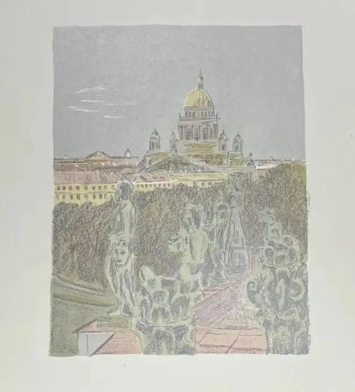 «Крыша Эрмитажа», Кукушкин О.Г., художник, купить картину, купить, работу, графика, тиражная графика, аукцион, галерея ОПХ, бидспирит