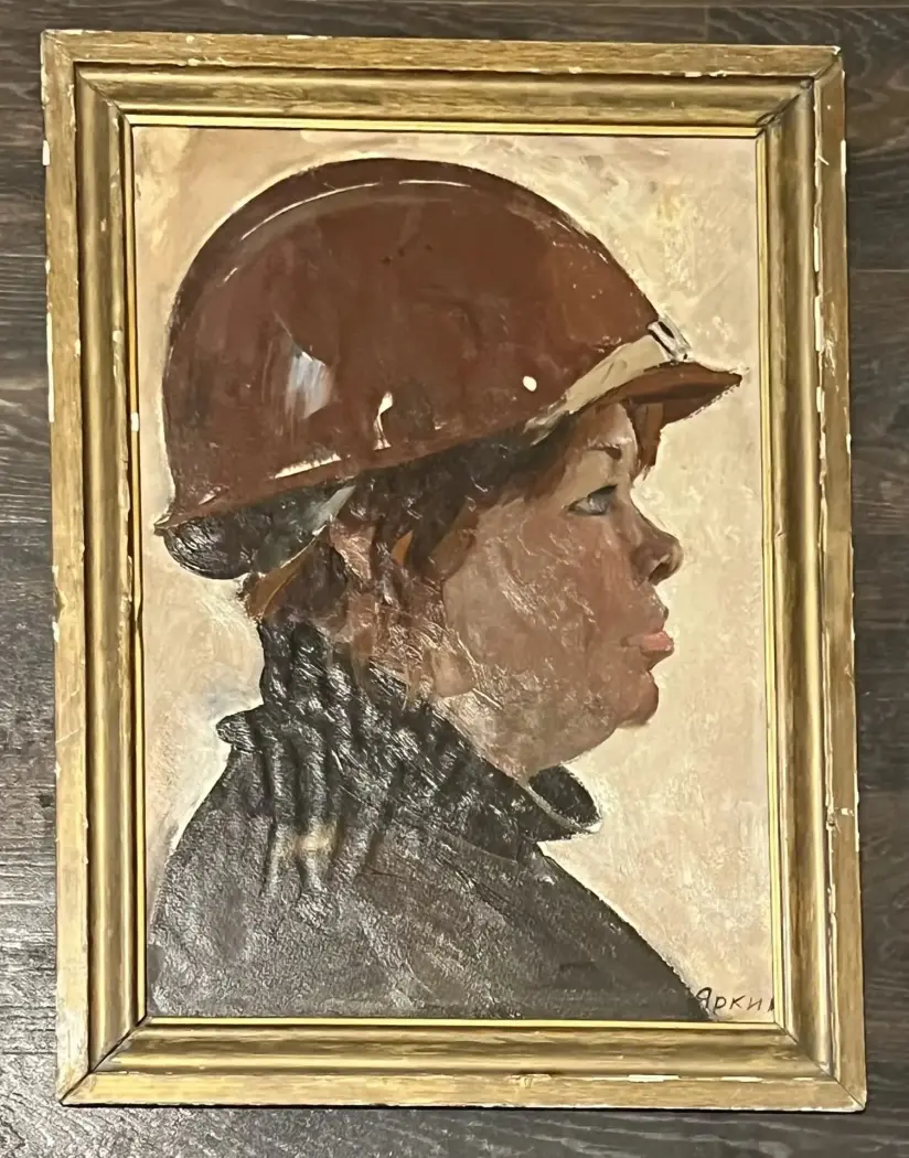 «БАМ. Крановщица», Яркин В.П., художник, купить картину, живопись, портрет, соцреализм, галерея ОПХ, бидспирит 