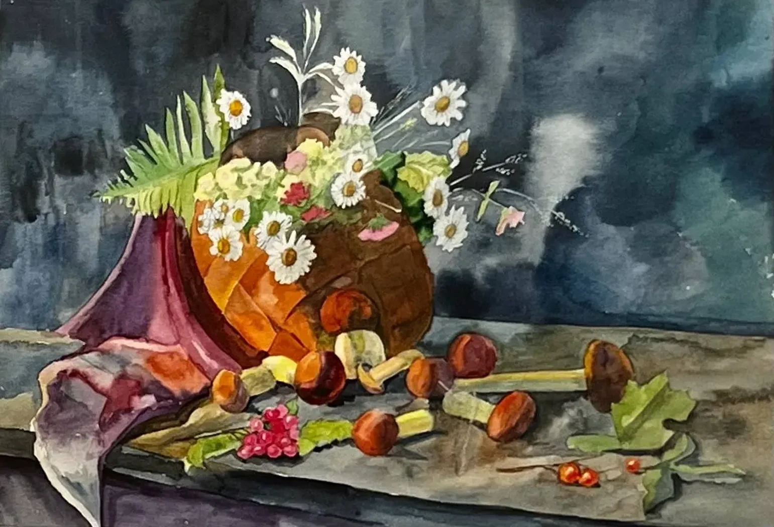 «Натюрморт с грибами», Яркина Людмила Степановна, художник, купить картину, купить, работы, аукцион, графика, галерея ОПХ, Bidspirit, бидспирит, магазин, выставка