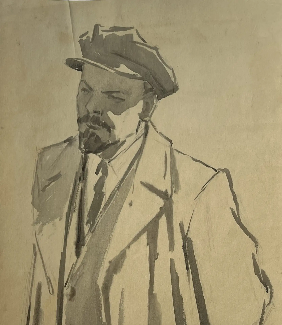 «Портрет В.И. Ленина», Васильев Анатолий Ильич, художник, купить картину, купить, работы, аукцион, графика, галерея ОПХ, Bidspirit, бидспирит, магазин