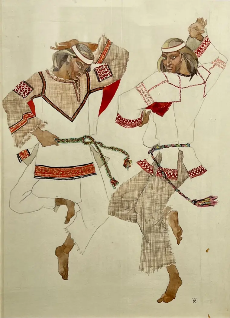 «Эскиз мужских костюмов», Виноградова Анна Германовна, художник, купить картину, купить, работы, аукцион, графика, галерея ОПХ, Bidspirit, бидспирит, магазин, выставка