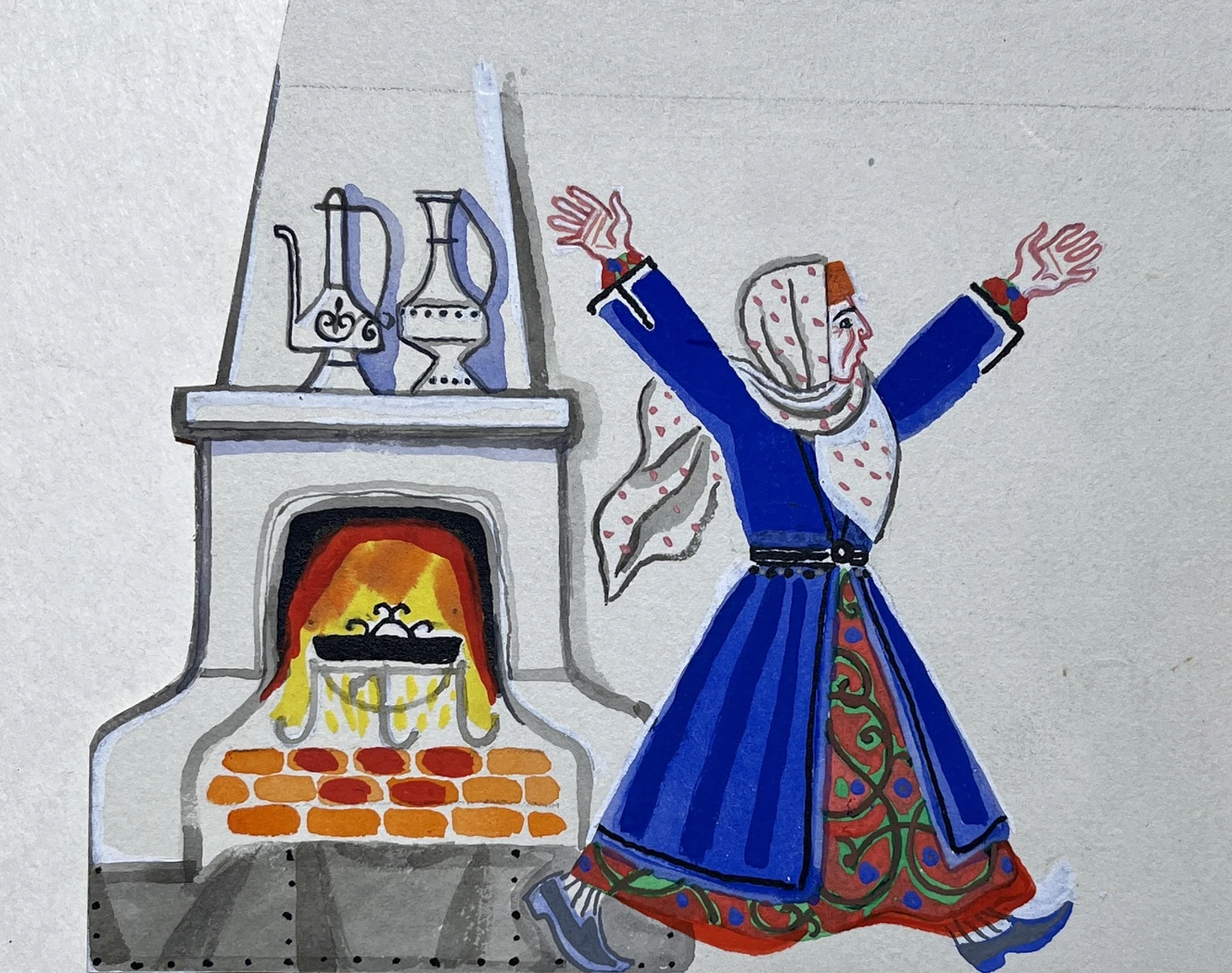 «Камин», Макавеева Галина Александровна, художник, купить картину, купить, работы, аукцион, графика, галерея ОПХ, Bidspirit, бидспирит, магазин