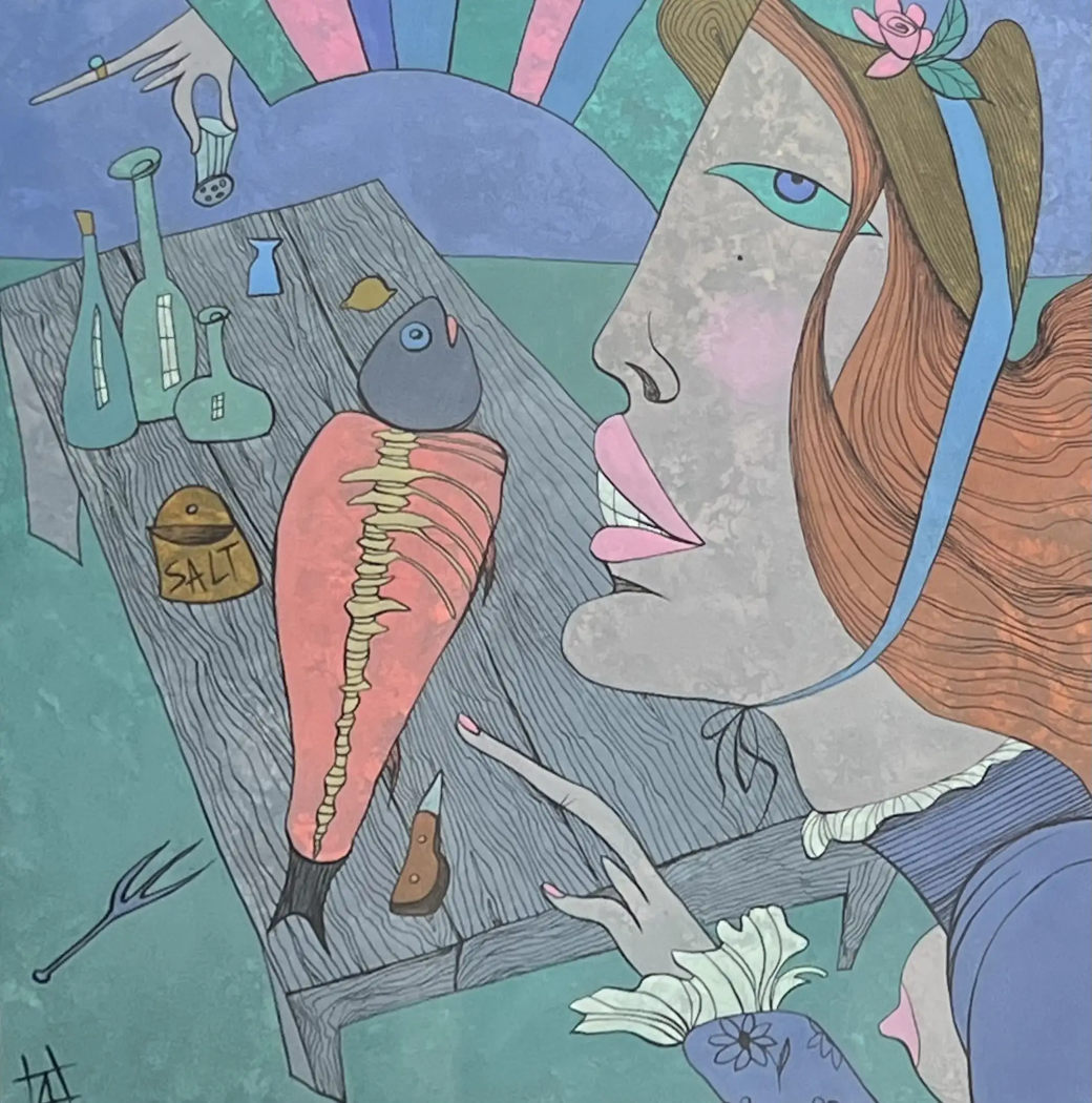 «Женщина, засаливающая рыбу», Нелюбина Анастасия, художник, купить картину, купить, работу, выставка, галерея ОПХ, аукцион