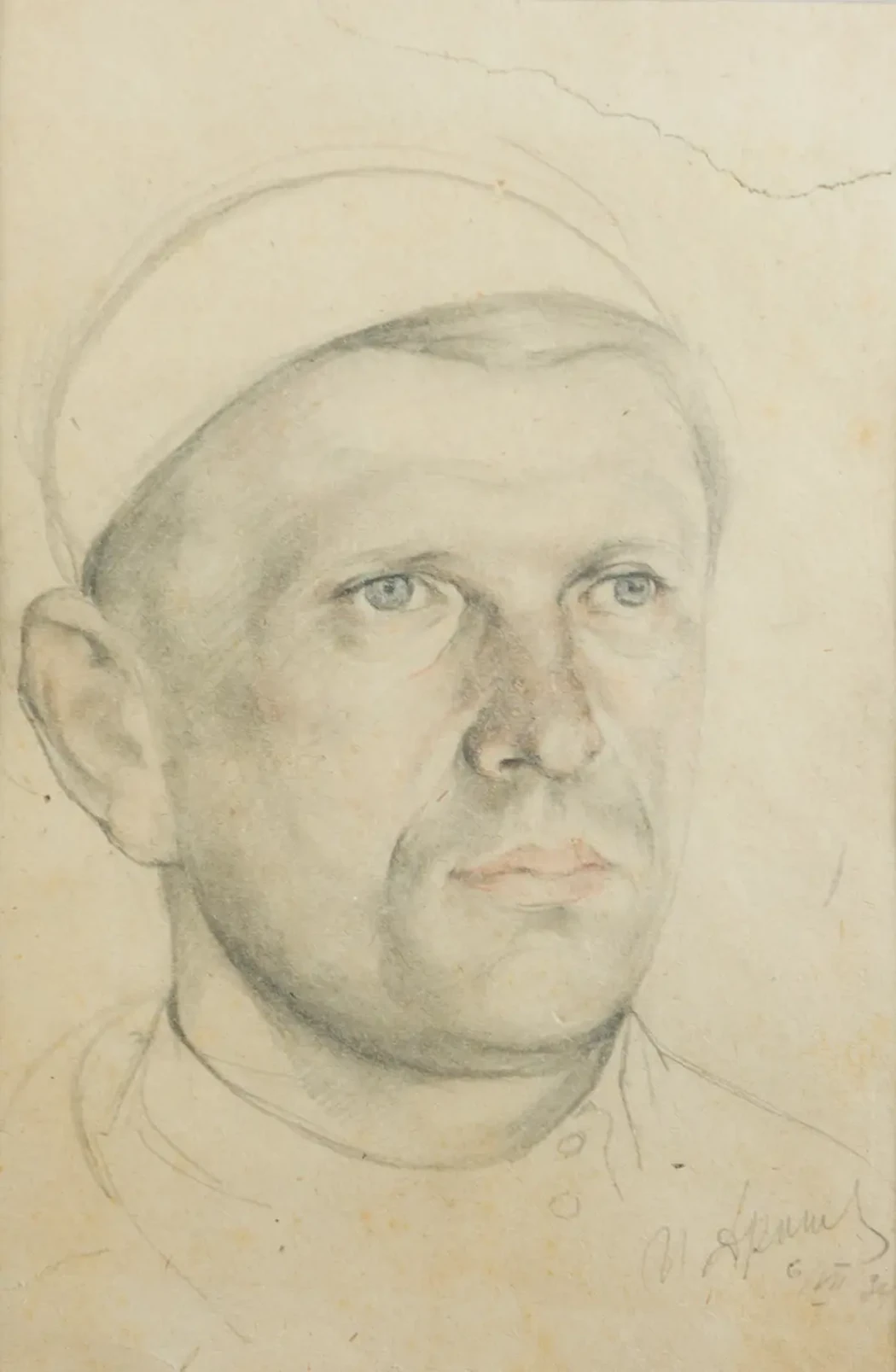 «Голова мужчины», художник, купить картину, купить, работу, графика, аукцион, галерея ОПХ, Bidspirit, бидспирит, портрет, соцреализм