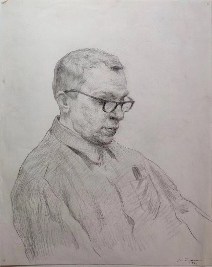 «Портрет художника Раздрогина И.А.», Пентешин Иван Мильевич, художник, купить картину, купить, работы, графика, галерея ОПХ, аукцион