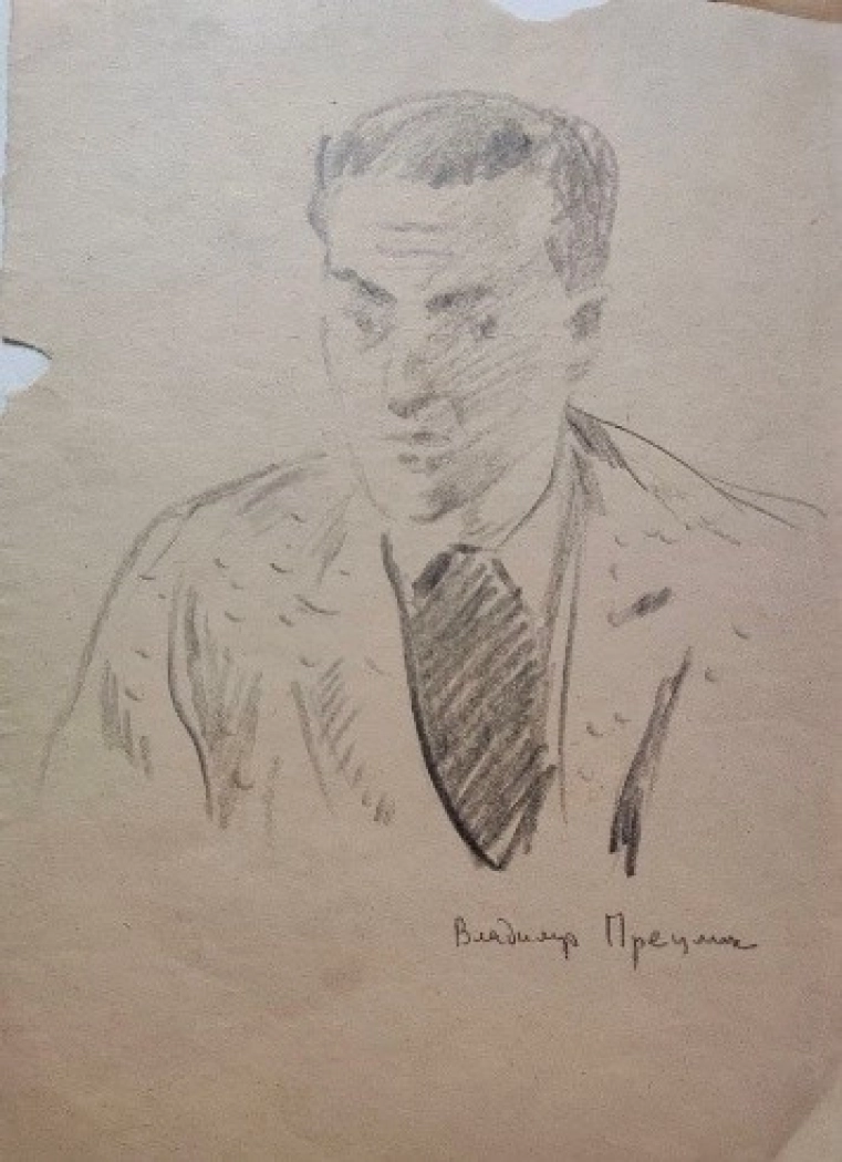 «Портрет Владимира Преулика», Пентешин Иван Мильевич, художник, купить картину, купить, работы, графика, галерея ОПХ, аукцион