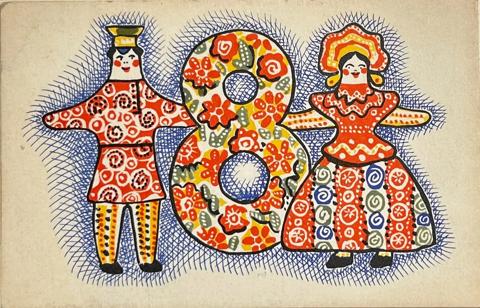 «8 марта», Бородин Игорь Георгиевич, художник, купить картину, купить, работу, графика, эскизы, аукцион, галерея ОПХ, фантики, выставка "Полезные сладости" Игоря Бородина, бидспирит, Bidspirit