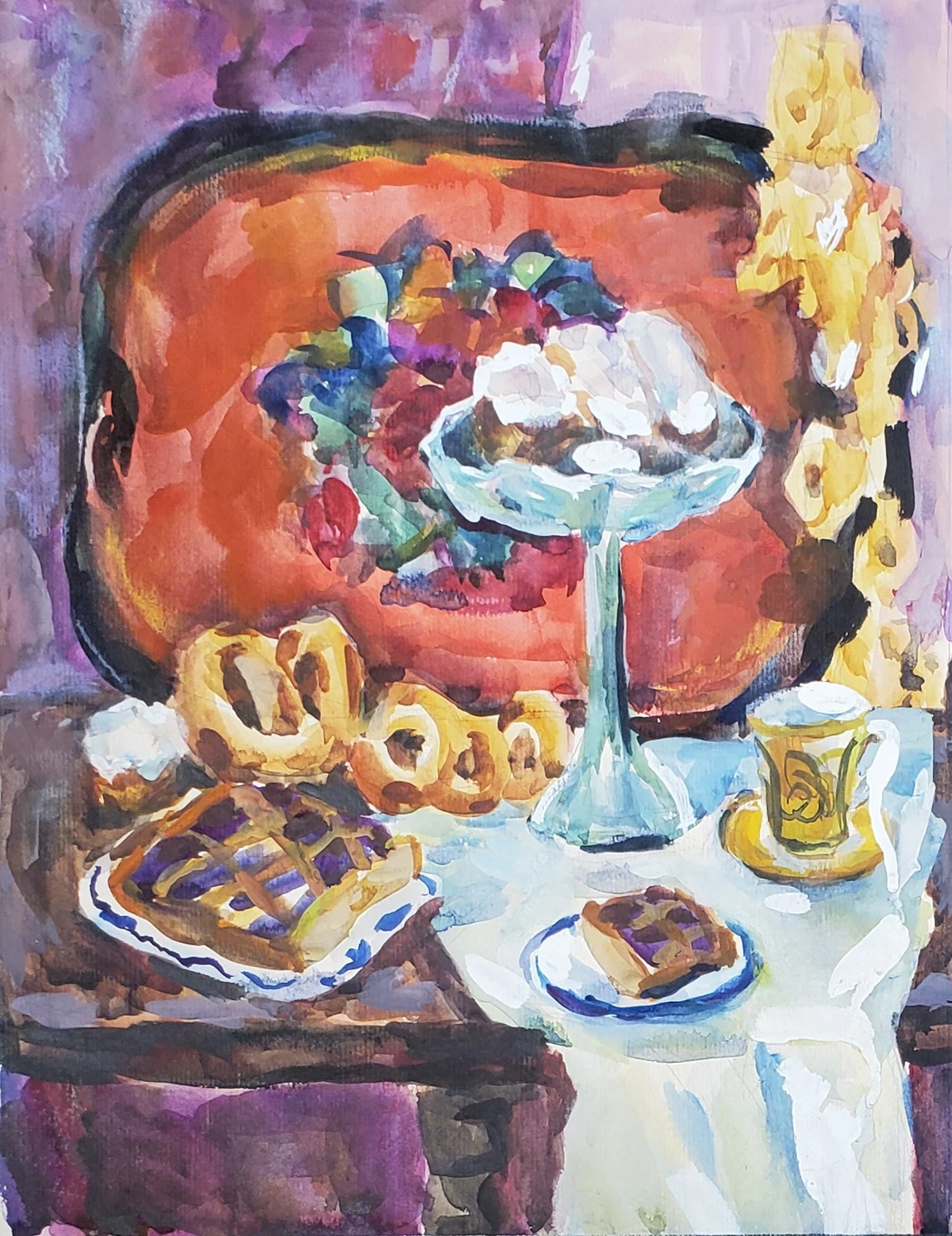 «Натюрморт с баранками»,Рахина В.И., картина, живопись