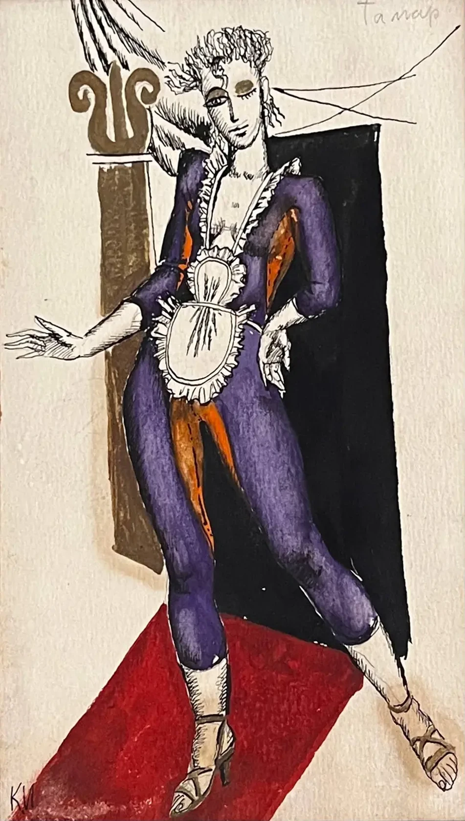 «Портрет женщины», Н.Х., художник, купить картину, купить, работы, аукцион, графика, галерея ОПХ, Bidspirit, бидспирит, магазин