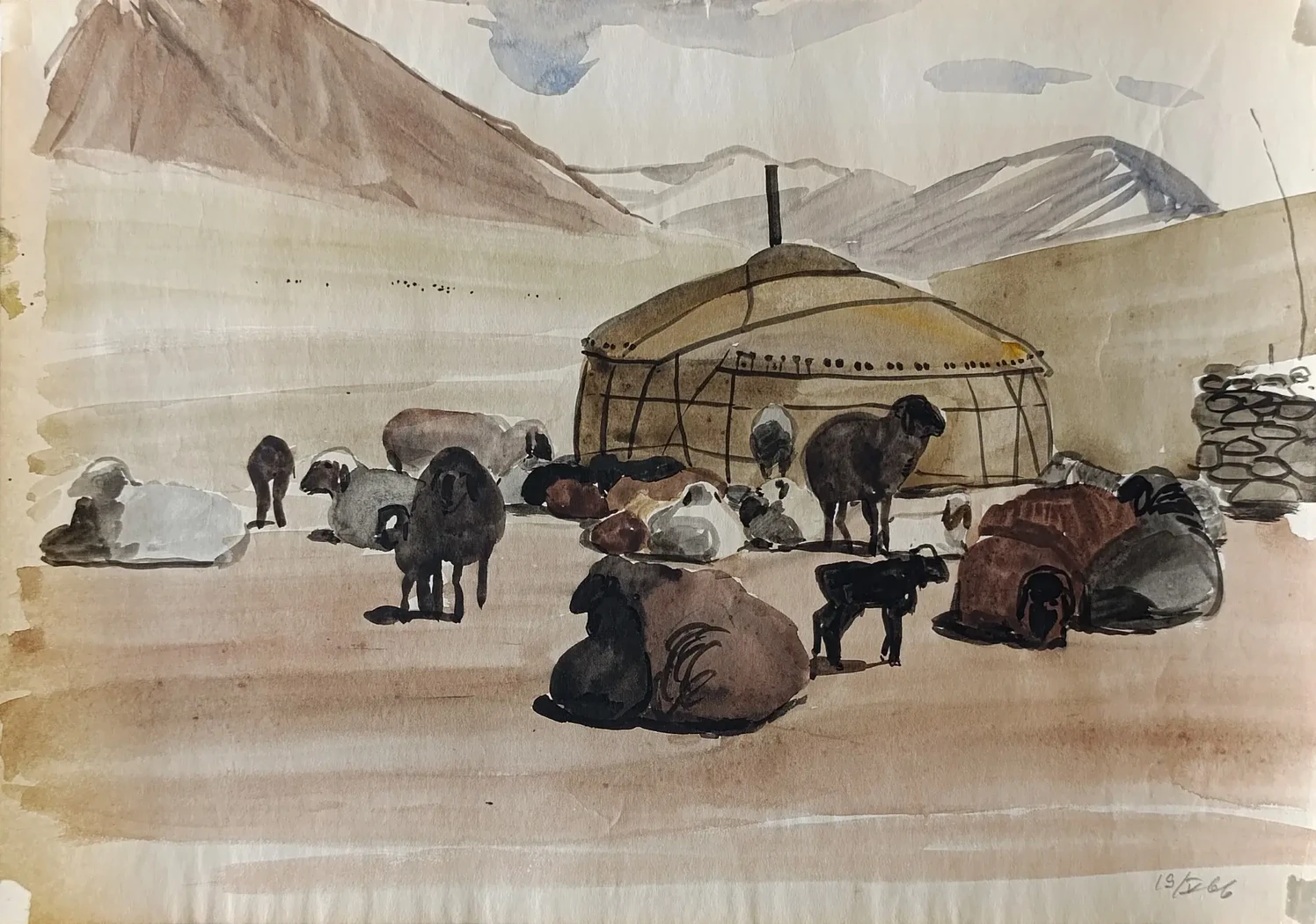 «Памир. Овцы у юрты» Капустина Т.П.
