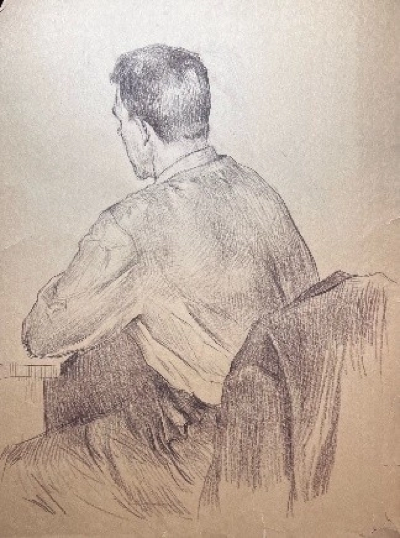 «Мужчины со спины», Пентешин Иван Мильевич, художник, купить картину, купить, работы, графика, галерея ОПХ, аукцион