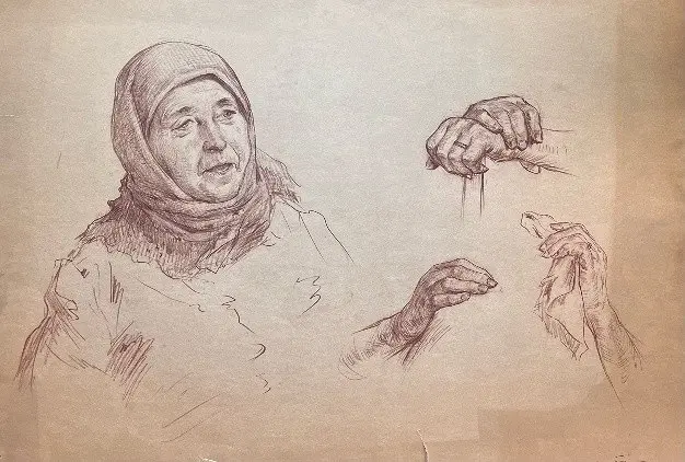 «Эскиз», Пентешин Иван Мильевич, художник, купить картину, купить, работы, графика, галерея ОПХ, аукцион