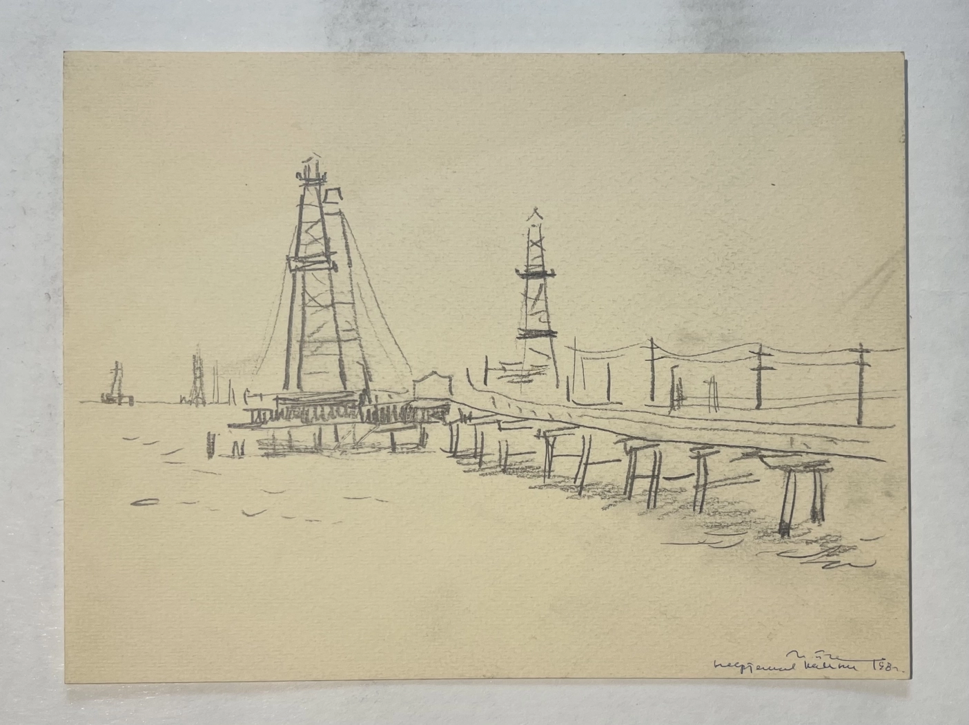 «Нефтяные камни. 1958 г.», Пентешин Иван Мильевич, художник, купить картину, купить, работы, графика, галерея ОПХ, аукцион