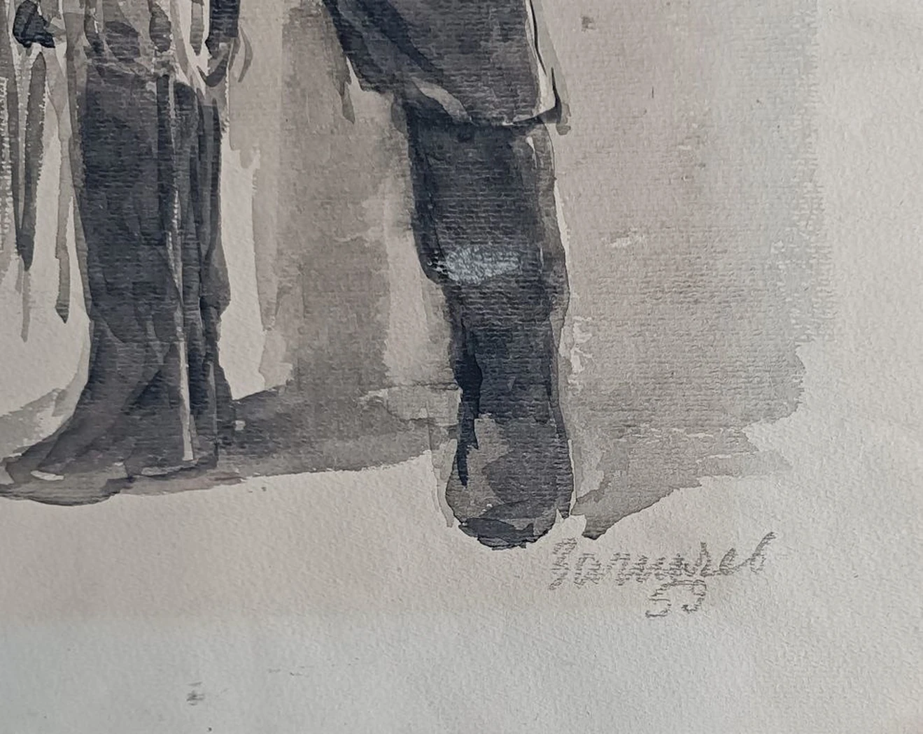 Моряк, рыбак, Зачиняев Василий Никитович, бумага, акварель, 31x44 см, лист: 54х36 см, 1959