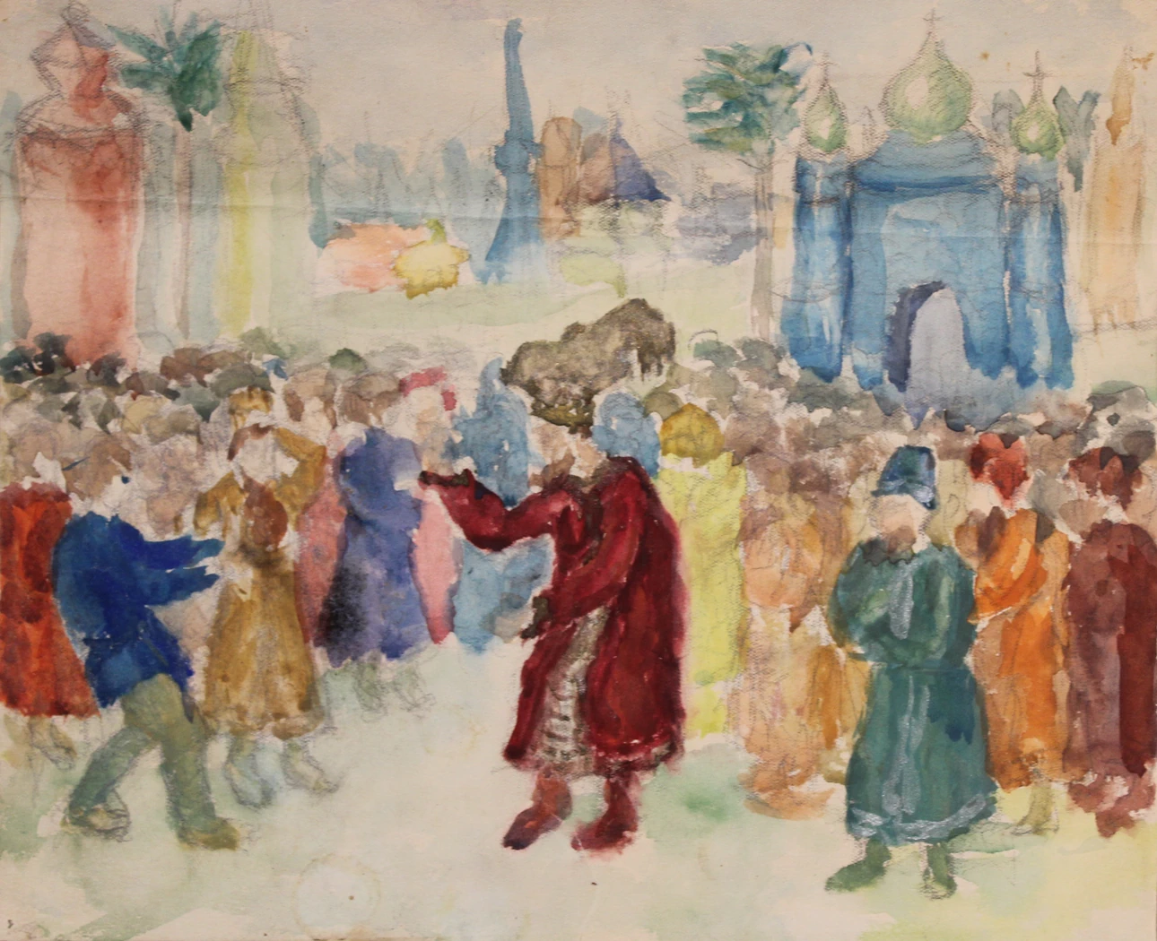 «Празднование», Н.Х., художник, купить картину, купить, работы, аукцион, графика, галерея ОПХ, Bidspirit, бидспирит