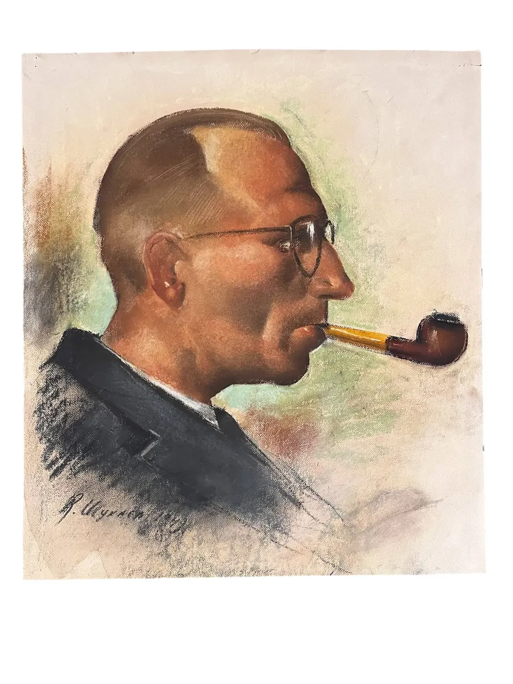 «Портрет мужчины», Шухаев Василий Иванович, художник, купить картину, купить, работы, аукцион, графика, галерея ОПХ, Bidspirit, бидспирит, магазин