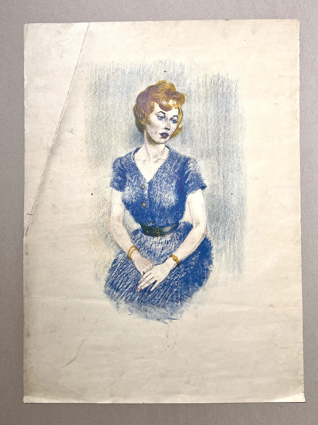 «Женский портрет», Н.Х., художник, купить картину, купить, работы, аукцион, графика, галерея ОПХ, Bidspirit, бидспирит, магазин
