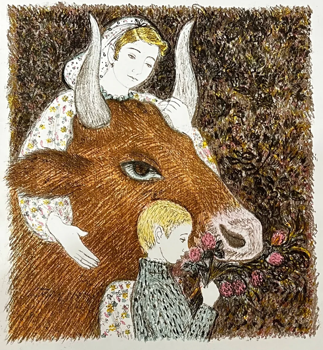 «Деревенский сюжет», Якобсон Александра Николаевна, художник, купить картину, купить, работы, аукцион, графика, галерея ОПХ, Bidspirit, бидспирит, магазин
