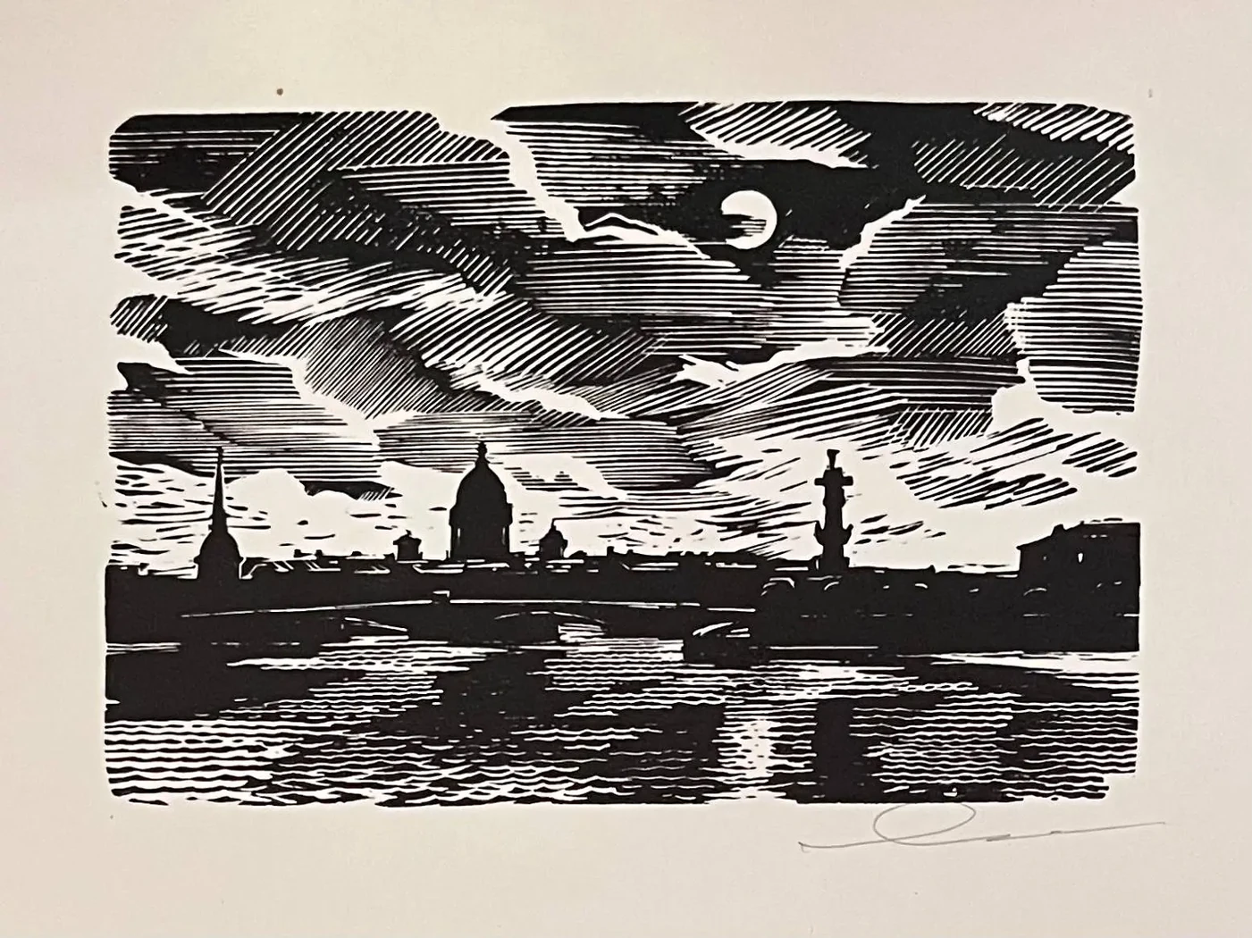«Дворцовый мост», Ушин Андрей Алексеевич, художник, купить картину, купить, работы, аукцион, графика, галерея ОПХ, Bidspirit, бидспирит, магазин
