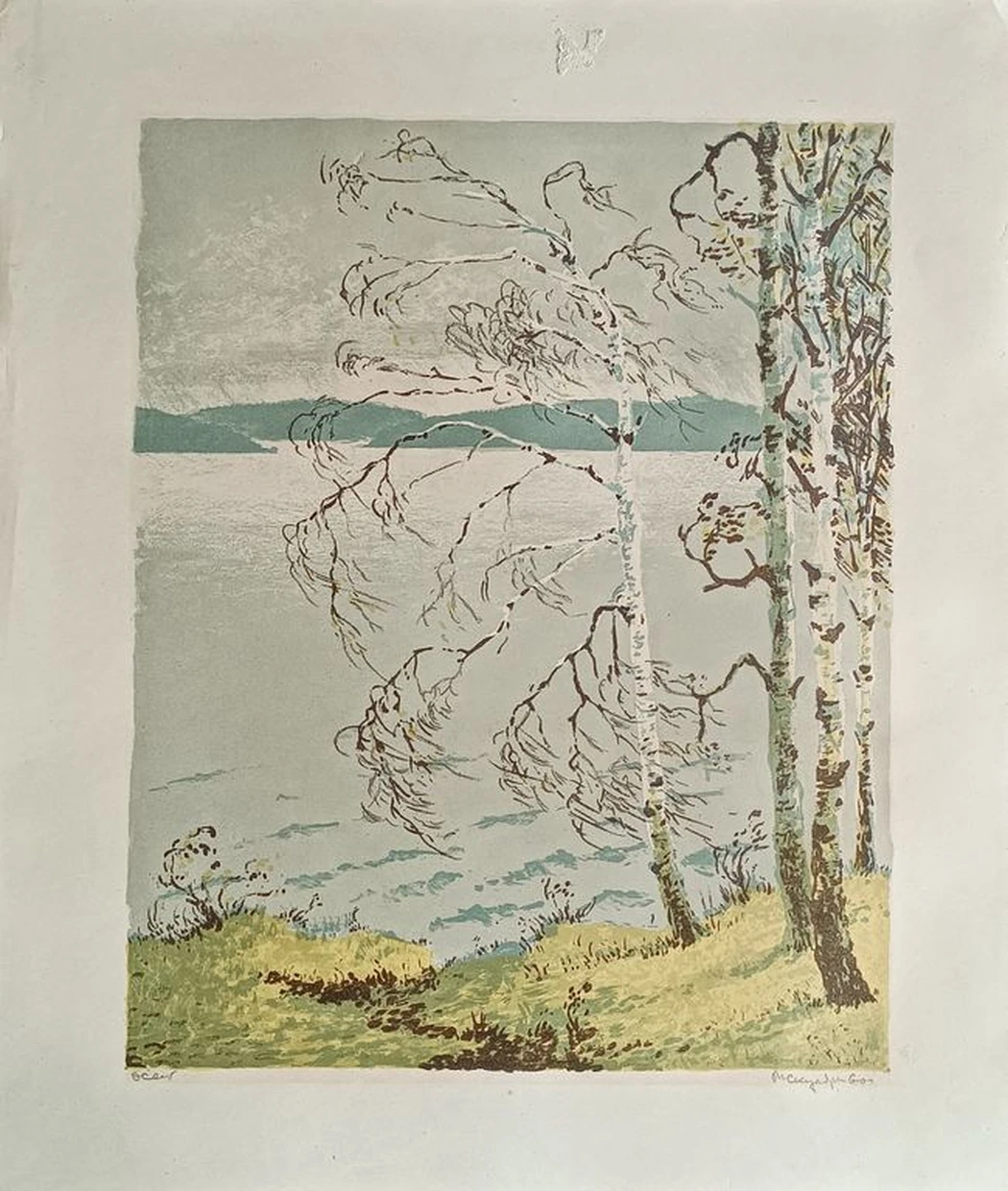 Осень, Скуляри Михаил Николаевич, бумага, литография, 35x44 см, лист: 55.5х47 см, рама, стекло, 63.5х53.5 см, 1960