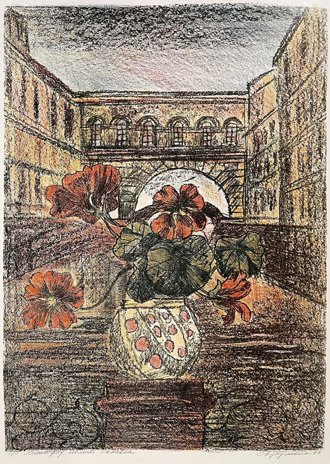 «Ленинград. Зимняя канавка», Кукушкин О.Г., художник, купить картину, купить, работы, аукцион, графика, галерея ОПХ, Bidspirit, бидспирит