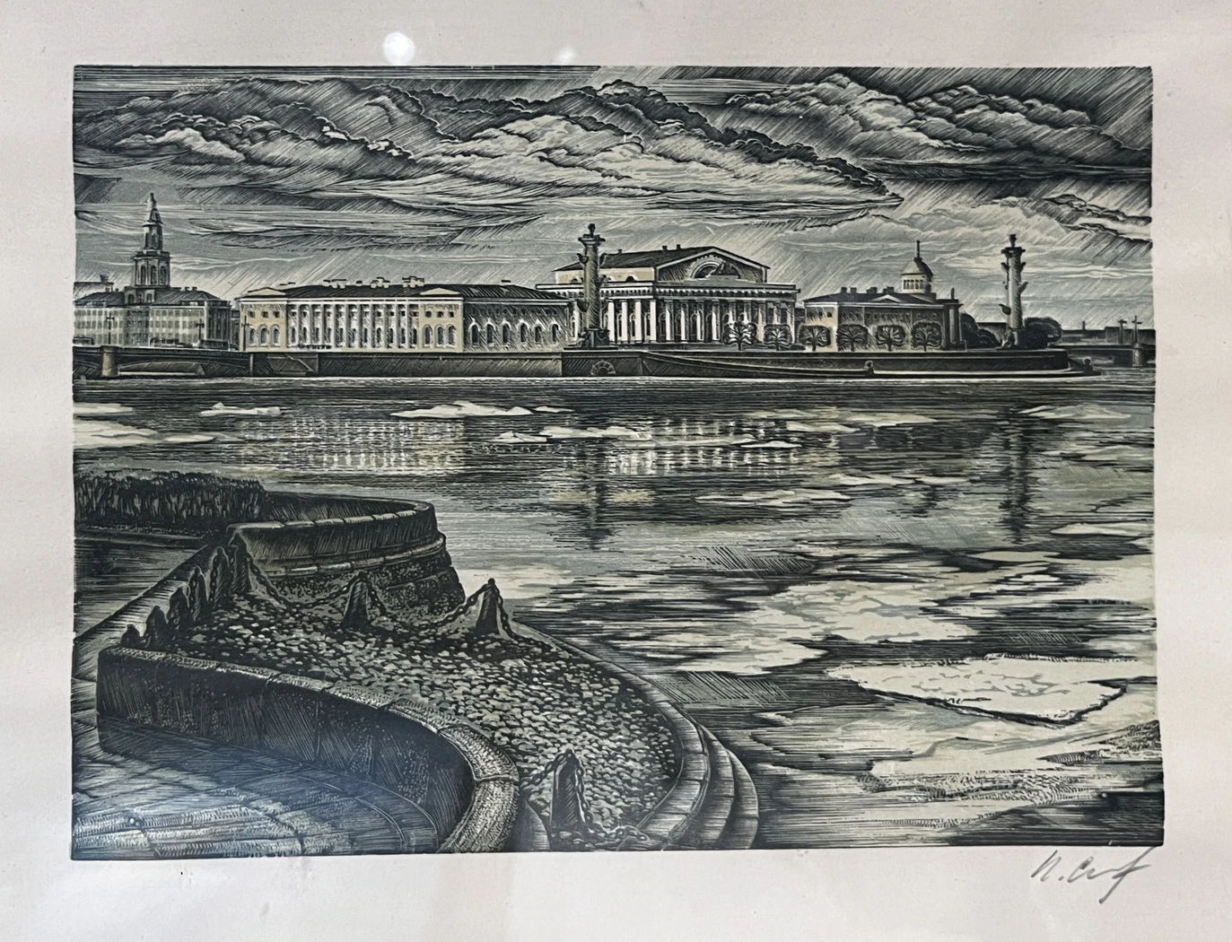«Ледоход на Неве», Разинков Ю.Ф., художник, картина, графика, купить картину