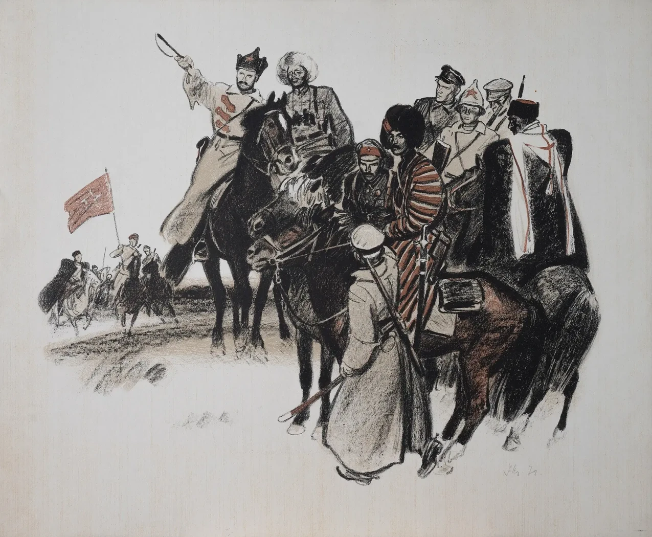 «Фрунзе во главе конницы», 1972 г., Лямин Николай Васильевич, художник, купить картину.
