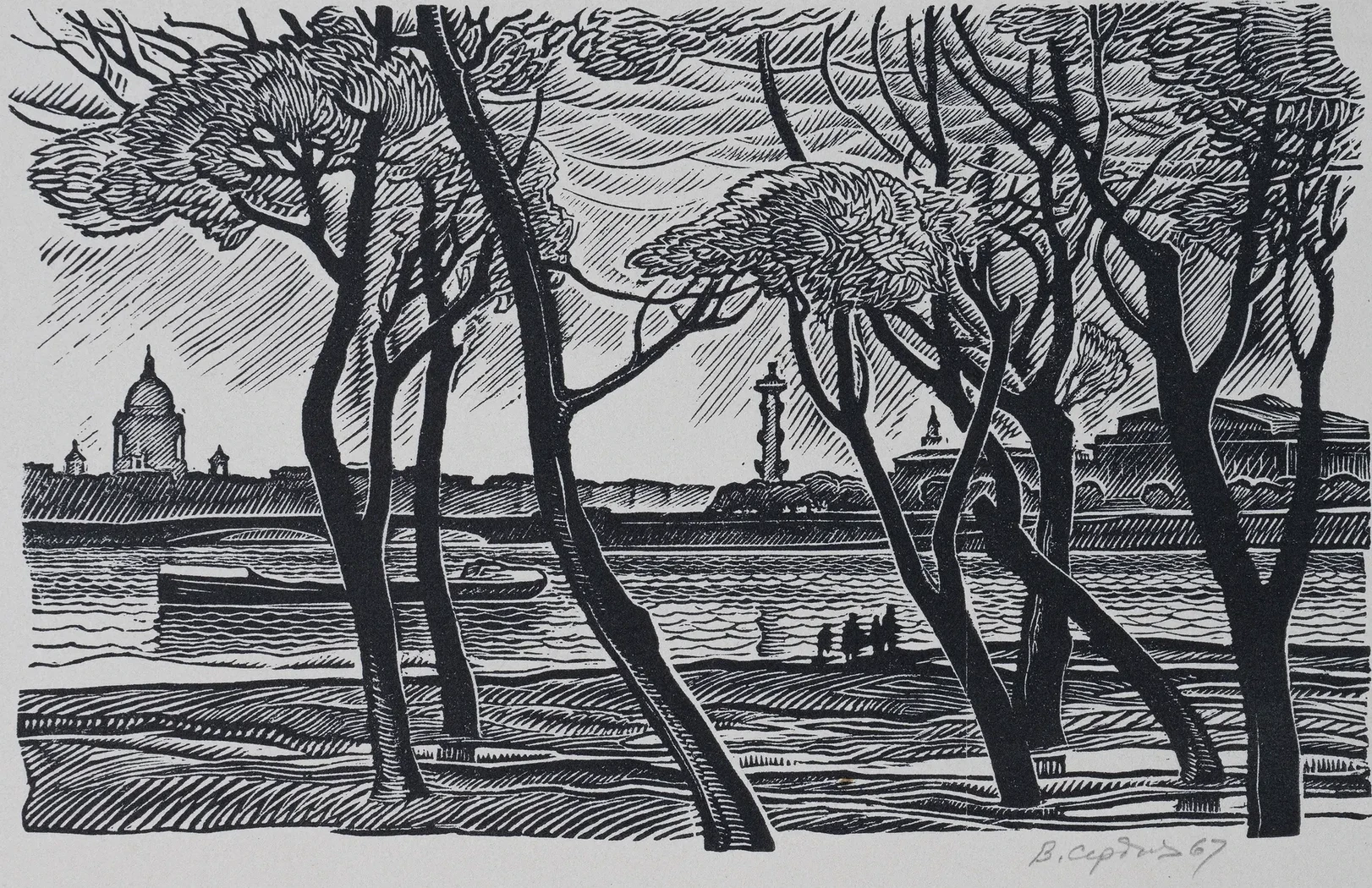 «Вид на Петербург», 1967 г., Сердюков Владимир Иванович, художник, купить картину.