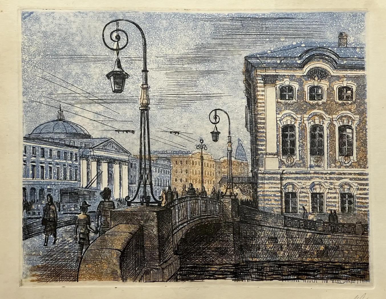 «Ленинград. Невский проспект», Агалаков Михаил Алексеевич, художник, купить картину, купить, работы, галерея ОПХ, аукцион, бидспирит, bidspirit, графика, печатная графика