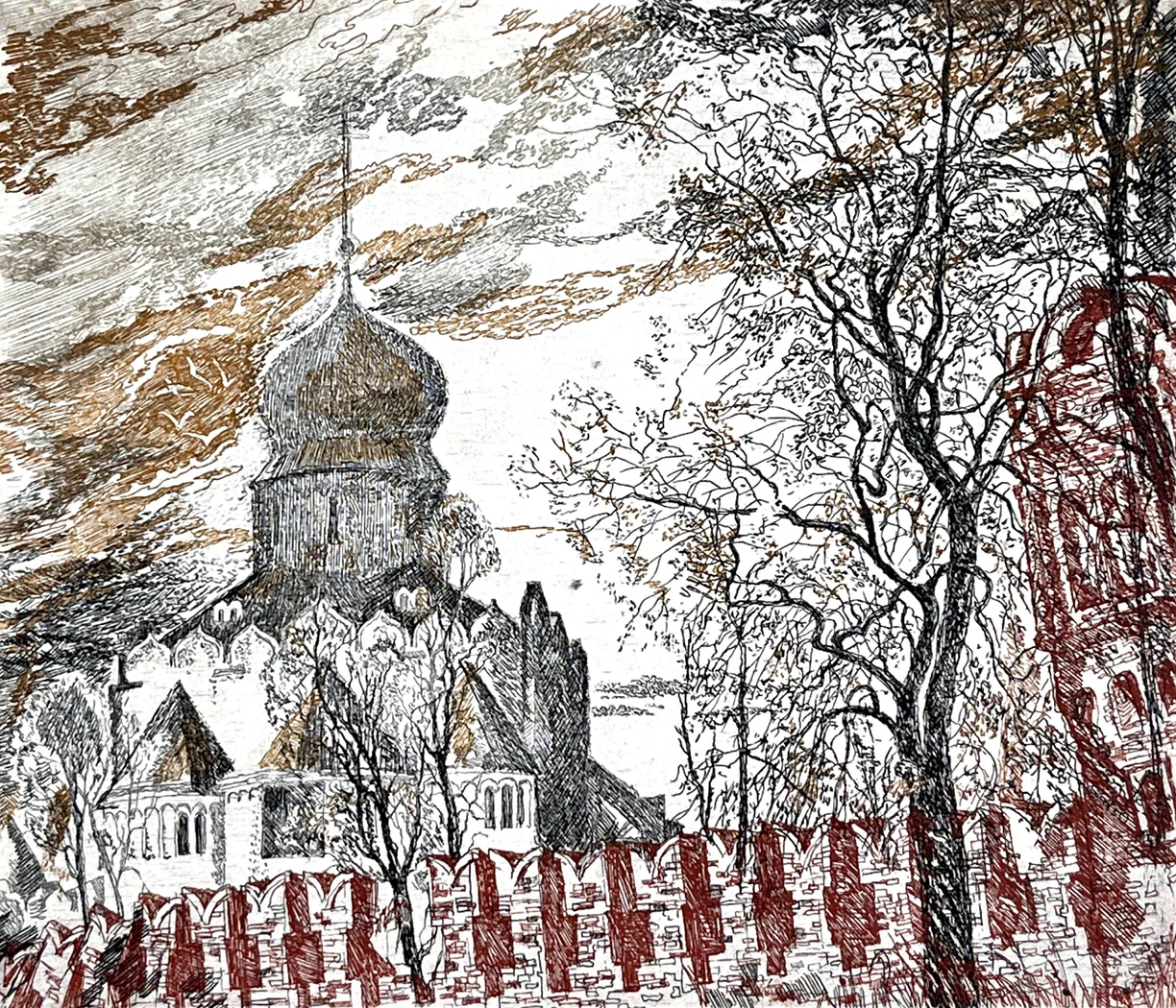 «Федоровский собор», Ковалев А., художник, купить картину, купить, работы, аукцион, графика, галерея ОПХ, Bidspirit, бидспирит, магазин