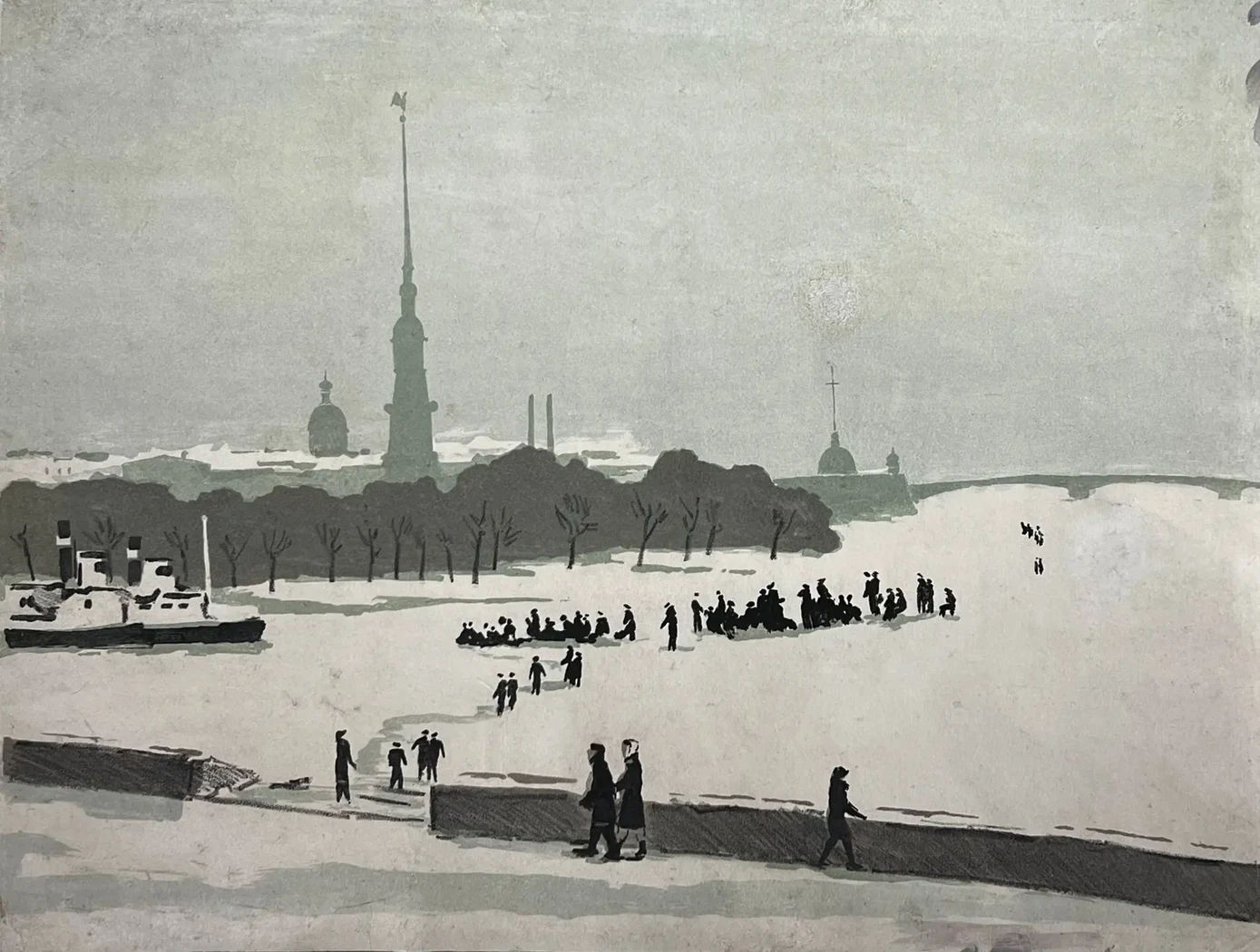 «Зима у Петропавловской крепости», 1967 г., Ведерников Александр Семенович, художник, купить картину.