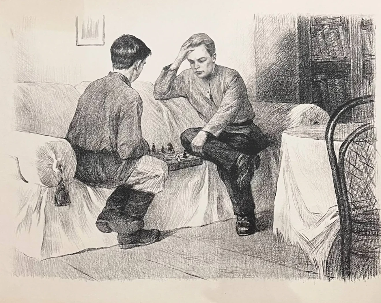 «Шахматисты», Пентешин Иван Мильевич, художник, купить картину, купить, работы, аукцион, графика, галерея ОПХ, Bidspirit, бидспирит, магазин