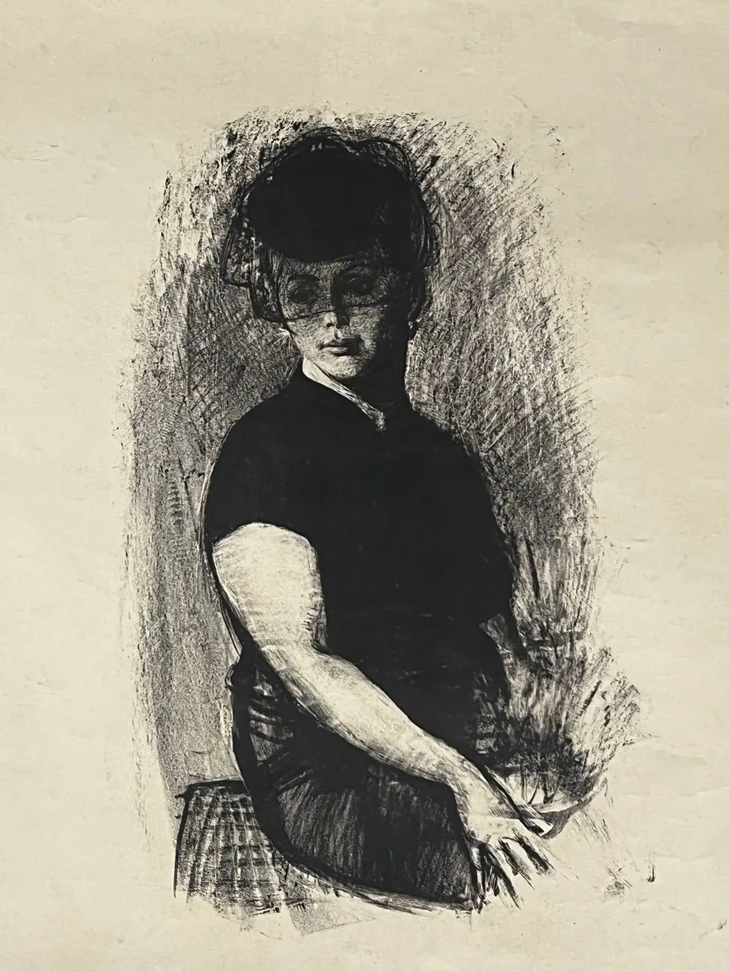 «Портрет женщины», Н.Х., художник, купить картину, купить, работы, аукцион, графика, галерея ОПХ, Bidspirit, бидспирит, магазин