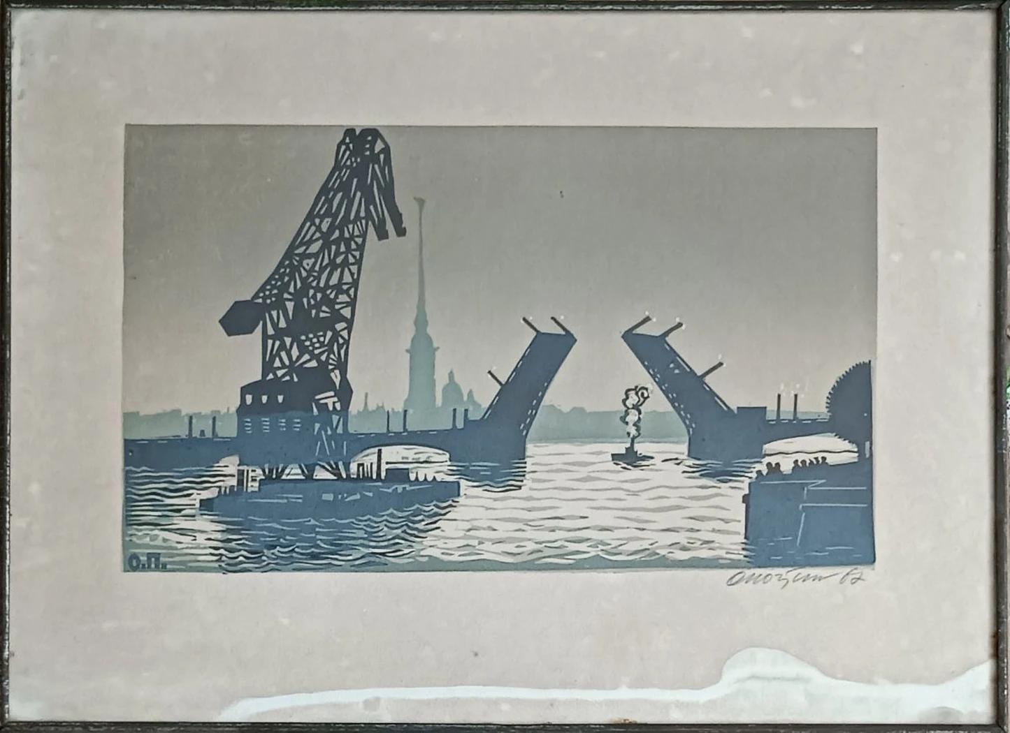 Белая ночь. Почтенный Олег Алексеевич, бумага, литография, 36x22 см, лист: 48х35 см, рама, стекло, 48.5х35.5 см, 1967