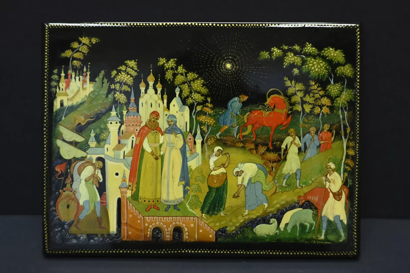 «Петр и Феврония», Палехская лаковая миниатюрная живопись, ВШНИ, СПб