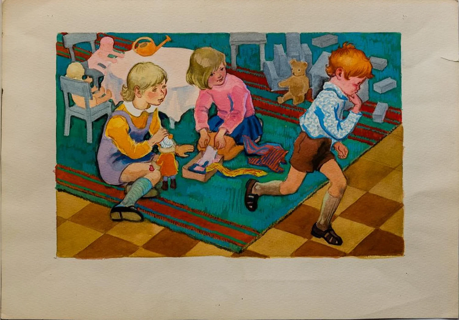 «Детский сад», Попкова Елена Васильевна, художник, купить картину, купить, работы, аукцион, графика, галерея ОПХ, Bidspirit, бидспирит, магазин