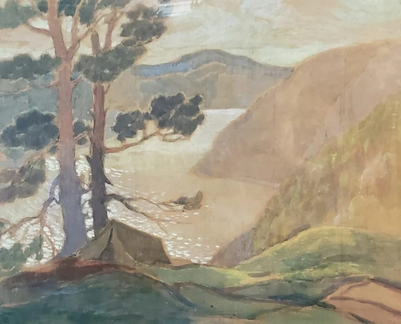 «Сосна, вода, палатки», Артюхов Нил Дмитриевич, художник, купить картину