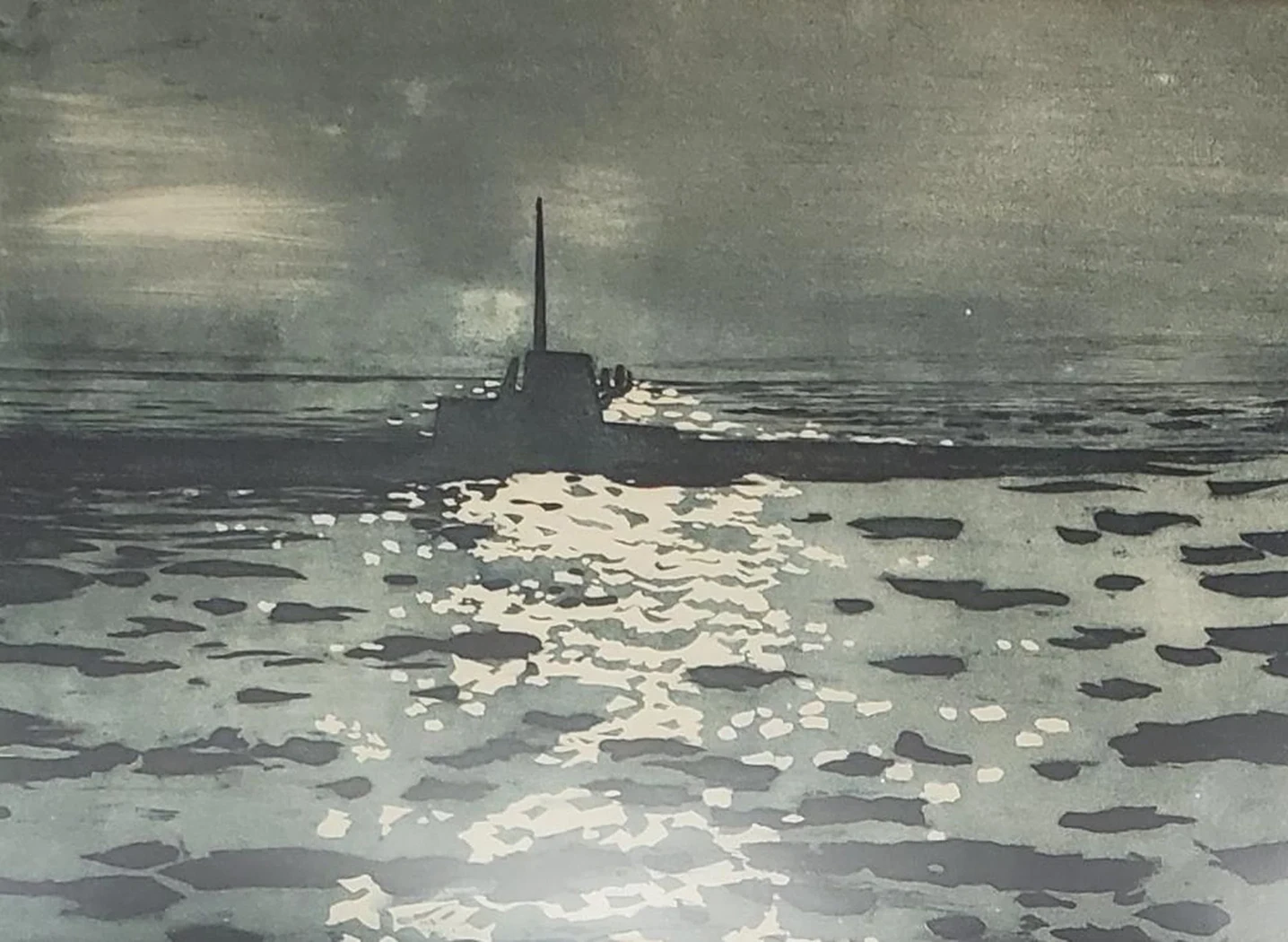 «Подводная лодка», Н.Х., художник, купить картину, купить, работы, аукцион, графика, галерея ОПХ, Bidspirit, бидспирит, магазин