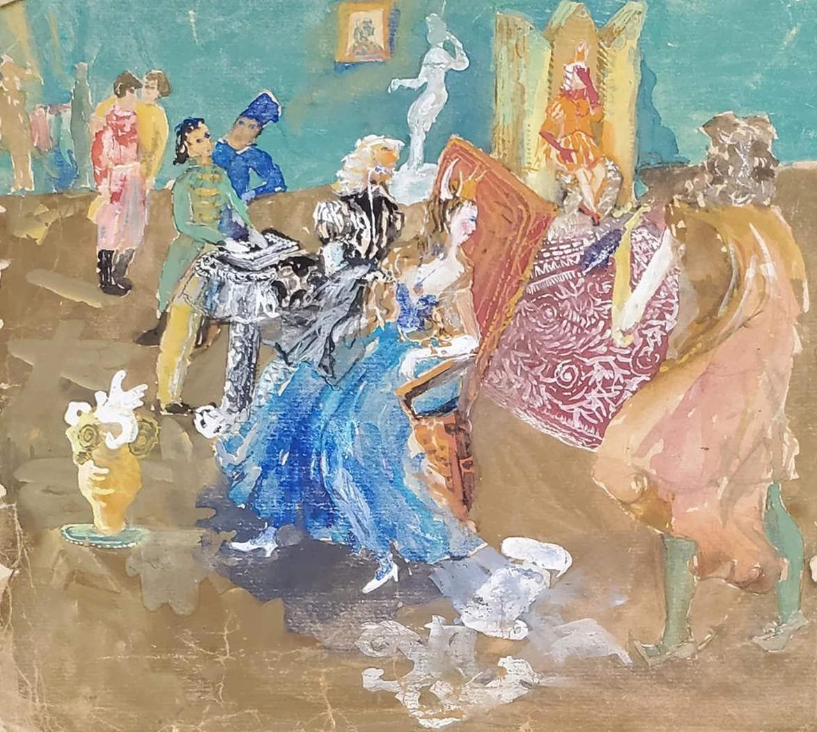 «Театральный эскиз», Волков Александр, художник, купить картину, купить, работы, аукцион, живопись, галерея ОПХ, Bidspirit, бидспирит, магазин