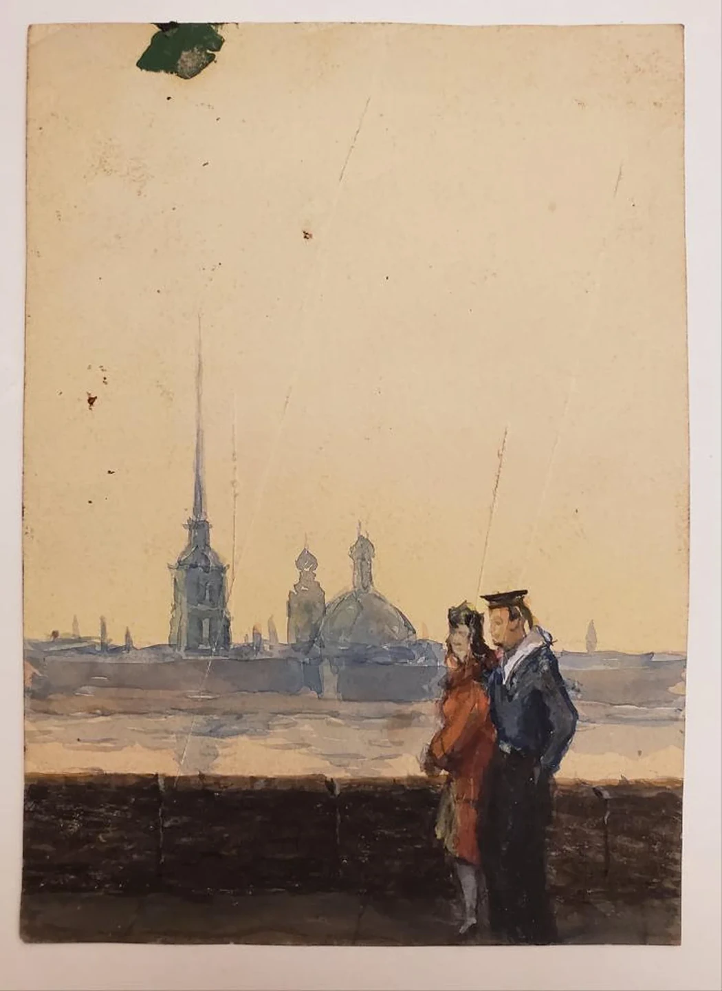 «Прогулка по набережной», Ушин Андрей Алексеевич, художник, купить картину, купить, работы, аукцион, графика, галерея ОПХ, Bidspirit, бидспирит, магазин