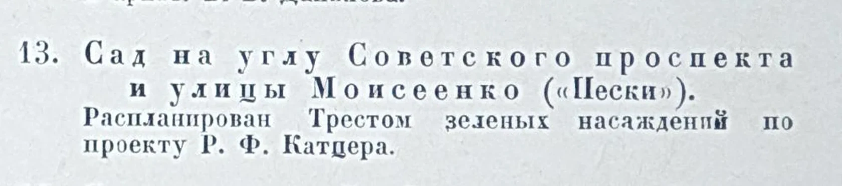 «Сад на углу Советского проспекта и улицы Моисеенко»
