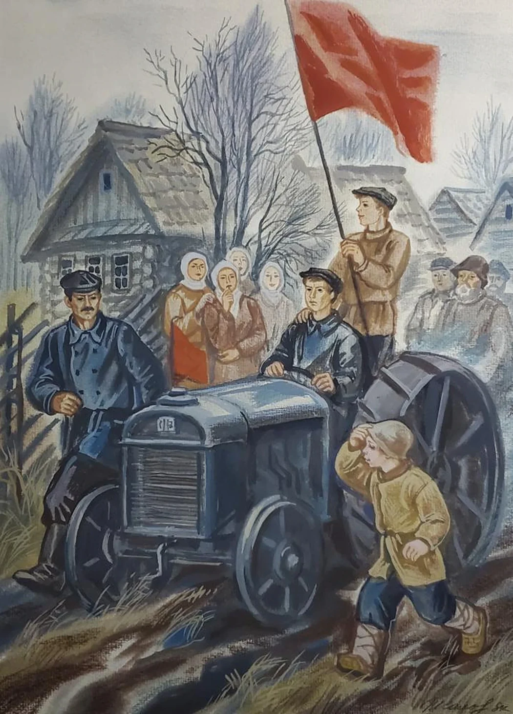 «История комсомола. Первый трактор на деревне. 1930-е годы.»
