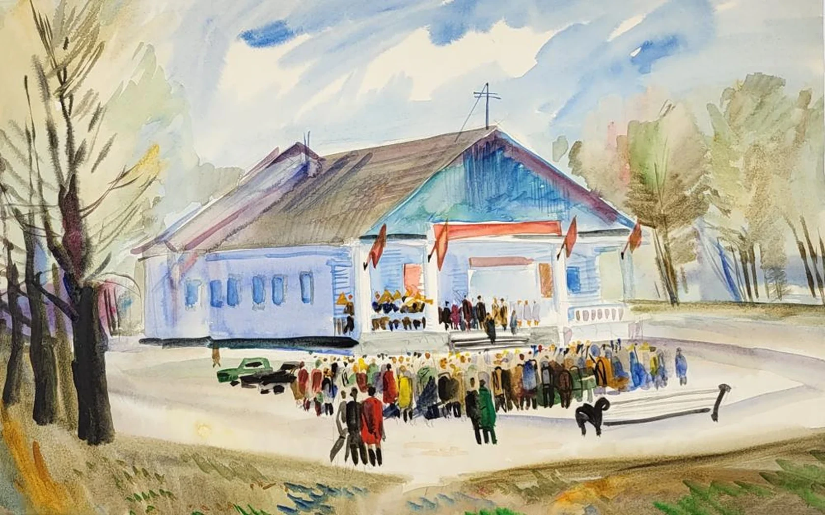 «Собрание», Данилов Анатолий Васильевич, художник, купить картину, купить, работы, аукцион, графика, галерея ОПХ, Bidspirit, бидспирит