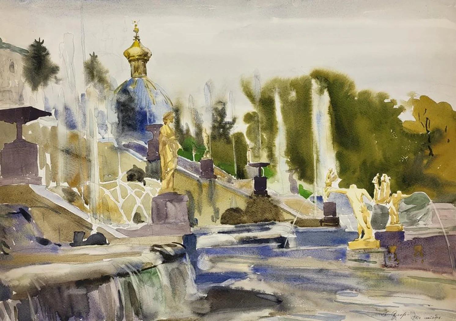 «Петергоф», Данилов, художник, купить картину, купить, работы, аукцион, графика, галерея ОПХ, Bidspirit, бидспирит