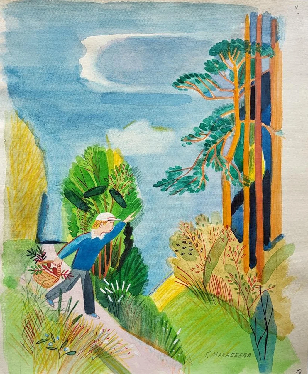 «В лесу», Макавеева Галина Александровна, художник, купить картину, купить, работы, аукцион, графика, галерея ОПХ, Bidspirit, бидспирит, магазин