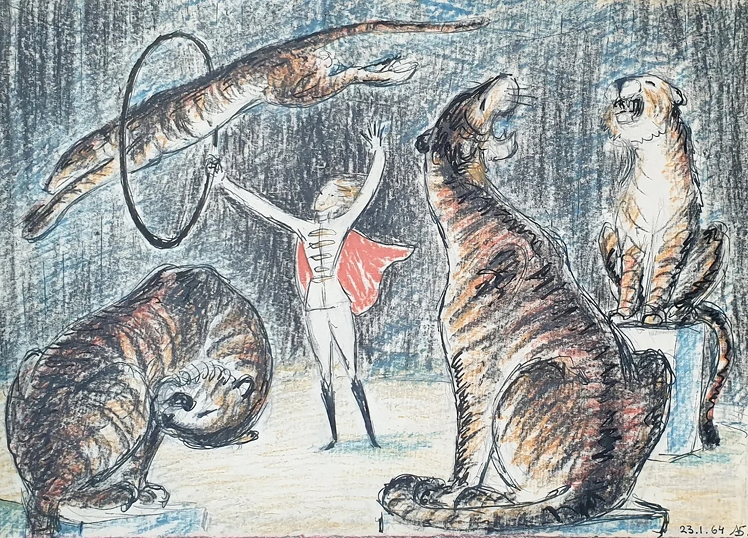 «Цирк», Н.Х., художник, купить картину, купить, работы, аукцион, графика, галерея ОПХ, Bidspirit, бидспирит, магазин